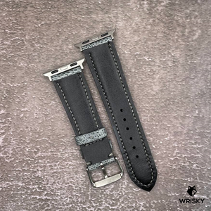 #522 (For Apple Watch) Grey Ostrich Leg Leather Watch Strap with Grey Stitches