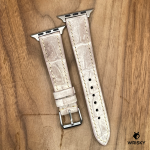 #894 (Suitable for Apple Watch) Himalayan Crocodile Belly Leather Watch Strap with Cream Stitches