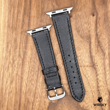 Load image into Gallery viewer, #813 (Suitable for Apple Watch) Black Ostrich Leg Leather Watch Strap with Black Stitches