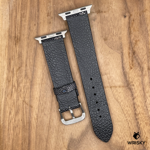 #962 (Suitable for Apple Watch) Black Stingray Leather Watch Strap