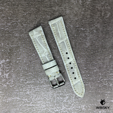 Load image into Gallery viewer, #471 20/16mm White Himalayan Crocodile Belly Leather Strap with Cream Stitches