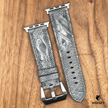 Load image into Gallery viewer, #814 (Suitable for Apple Watch) Grey Ostrich Leg Leather Watch Strap with Grey Stitches