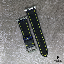 Load image into Gallery viewer, #425 (Suitable for Apple Watch) Deep Sea Blue Hornback Crocodile Leather Watch Strap with Yellow Stitch