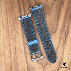 #984 (Suitable for Apple Watch) Sky Blue Crocodile Belly Leather Watch Strap with Sky Blue Stitches