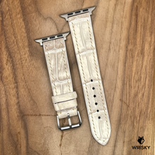 Load image into Gallery viewer, #895 (Suitable for Apple Watch) Himalayan Crocodile Belly Leather Watch Strap with Cream Stitches