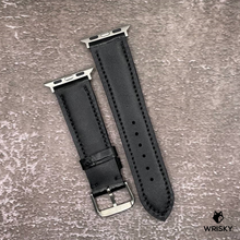 Load image into Gallery viewer, #523 (For Apple Watch) Black Crocodile Belly Leather Watch Strap with Black Stitches