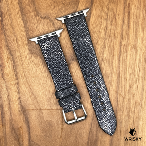 #877 (Suitable for Apple Watch) Black Stingray Leather Watch Strap