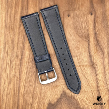 Load image into Gallery viewer, #776 (Quick Release Spring Bar) 22/18mm Deep Sea Blue Ostrich Leather Watch Strap with Blue Stitches