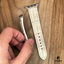 Load image into Gallery viewer, #895 (Suitable for Apple Watch) Himalayan Crocodile Belly Leather Watch Strap with Cream Stitches