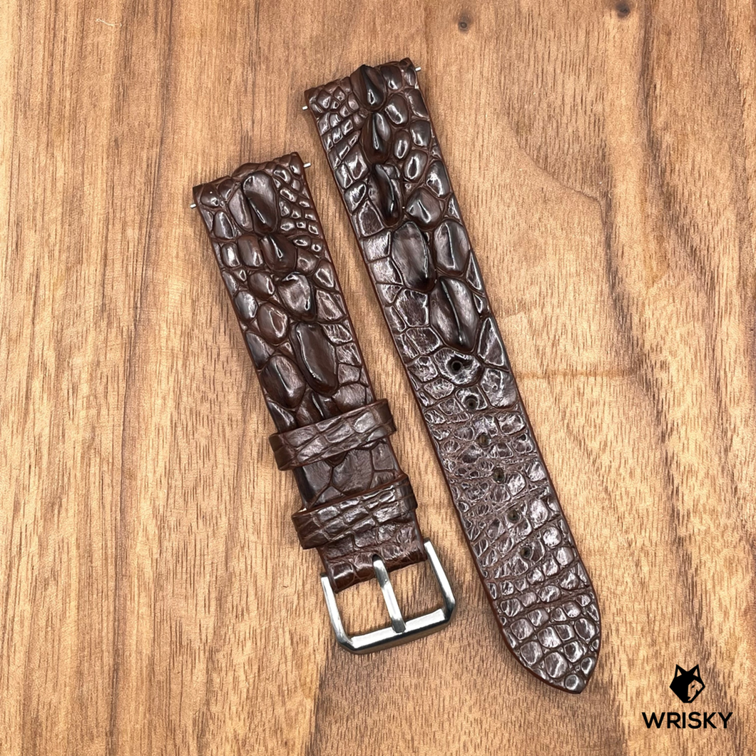 #815 20/18mm Dark Brown Hornback Crocodile Leather Watch Strap