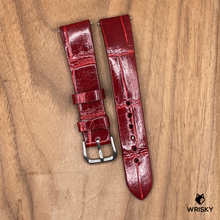 Load image into Gallery viewer, #1067 (Quick Release Spring Bar) 19/16mm Wine Red Crocodile Belly Leather Watch Strap