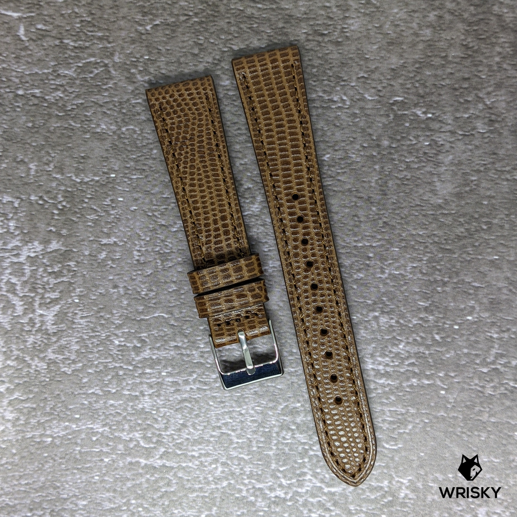 #435 19/16mm Brown Lizard Leather Watch Strap with Brown Stitches