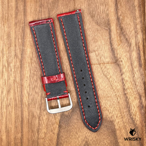 #825 (Quick Release Spring Bar) 22/20mm Gloss Red Crocodile Belly Leather Watch Strap