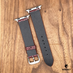 #784 (Suitable for Apple Watch) Wine Red French Lizard Leather Watch Strap