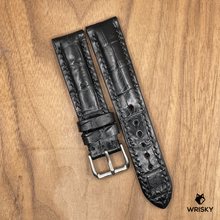 Load image into Gallery viewer, #998 20/18mm Black Crocodile Belly Leather Watch Strap with Black Stitches