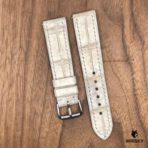 #822 (Quick Release Spring Bar) 20/18mm Himalayan Crocodile Belly Leather Watch Strap with Cream Stitches