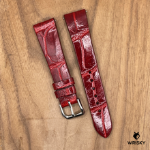 Load image into Gallery viewer, #1052 (Quick Release Spring Bar) 20/16mm Glossy Wine Red Crocodile Belly Leather Watch Strap