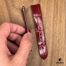 Load image into Gallery viewer, #1067 (Quick Release Spring Bar) 19/16mm Wine Red Crocodile Belly Leather Watch Strap
