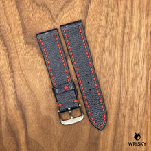 Load image into Gallery viewer, #628 20/18mm Dark Blue Hornback Crocodile Leather Watch Strap with Red Stitches