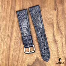 Load image into Gallery viewer, #776 (Quick Release Spring Bar) 22/18mm Deep Sea Blue Ostrich Leather Watch Strap with Blue Stitches