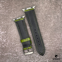 Load image into Gallery viewer, #521 (For Apple Watch) Olive Green Crocodile Belly Leather Watch Strap with Olive Green Stitches