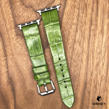 Load image into Gallery viewer, #739 (Suitable for Apple Watch) Olive Green Crocodile Belly Leather Watch Strap