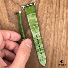 Load image into Gallery viewer, #739 (Suitable for Apple Watch) Olive Green Crocodile Belly Leather Watch Strap