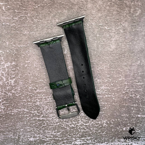 #606 (Suitable for Apple Watch) Dark Green Hornback Crocodile Leather Watch Strap