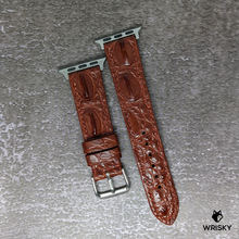 Load image into Gallery viewer, #429 (Suitable for Apple Watch) Copper Red Hornback Crocodile Leather Strap with Copper Red Stitches
