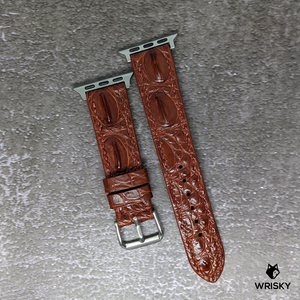 #429 (Suitable for Apple Watch) Copper Red Hornback Crocodile Leather Strap with Copper Red Stitches