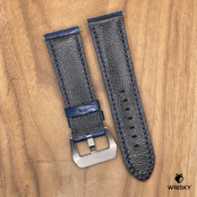 Load image into Gallery viewer, #1022 24/22mm Blue Crocodile Belly Leather Watch Strap with Dark Blue Stitches