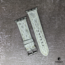 Load image into Gallery viewer, #481 (Suitable for Apple Watch) White Himalayan Crocodile Leather Watch iStrap With Cream Stitches