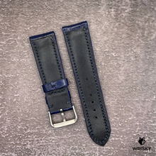 Load image into Gallery viewer, #541 22/20mm Blue Crocodile Belly Leather Watch Strap with Blue Stitches