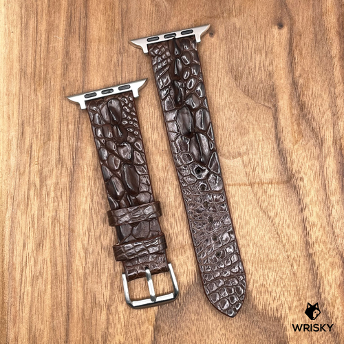 #817 (Suitable for Apple Watch) Dark Brown Hornback Crocodile Leather Watch Strap