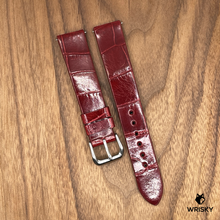 Load image into Gallery viewer, #908 (Quick Release Spring Bar) 18/16mm Wine Red Crocodile Belly Leather Watch Strap