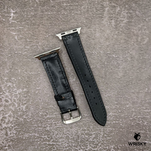 Load image into Gallery viewer, #505 (For Apple Watch) Black Hornback Crocodile Leather Watch Strap with Black Stitches