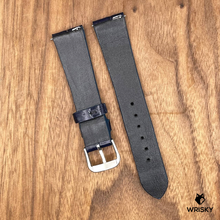 Load image into Gallery viewer, #778 (Quick Release Spring Bar) 19/16mm Dark Blue Crocodile Belly Leather Watch Strap with Black Stitches
