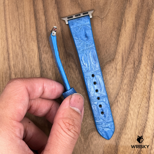 #985 (Suitable for Apple Watch) Sky Blue Crocodile Belly Leather Watch Strap