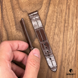 #667 (Quick Release Spring Bar) 18/16mm Dark Brown Crocodile Leather Watch Strap
