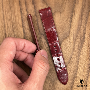 #908 (Quick Release Spring Bar) 18/16mm Wine Red Crocodile Belly Leather Watch Strap