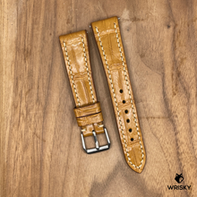 Load image into Gallery viewer, #957 (Quick Release Spring Bar) 20/18mm Cognac Brown Crocodile Belly Leather Watch Strap with Cream Stitches