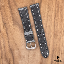 Load image into Gallery viewer, #1069 (Quick Release Spring Bar) 19/16mm Grey Ostrich Leg Leather Watch Strap with Grey Stitches