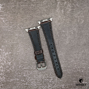 #506 (For Apple Watch) Dark Brown Crocodile Belly Leather Watch Strap with Brown Stitches and Quick release spring bar
