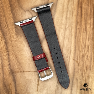 #898 (Suitable for Apple Watch) Wine Red Crocodile Belly Leather Watch Strap