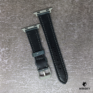 #430 (Suitable for Apple Watch) Grey Ostrich Leg Leather Watch Strap with Grey Stitches
