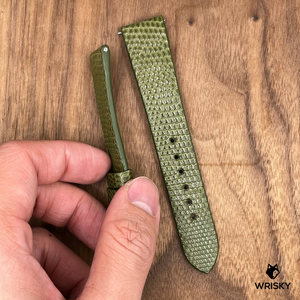 #779 (Quick Release Spring Bar) 19/16mm Olive Green Lizard Leather Watch Strap