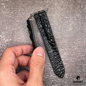 #608 (Suitable for Apple Watch) Black Hornback Crocodile Leather Watch Strap