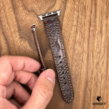 Load image into Gallery viewer, #741 (Suitable for Apple Watch) Brown Ostrich Leg Leather Watch Strap with Brown Stitches