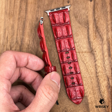 Load image into Gallery viewer, #818 (Suitable for Apple Watch) Red Double Row Hornback Crocodile Leather Watch Strap