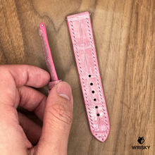 Load image into Gallery viewer, #913 (Quick Release Spring Bar) 20/18mm Baby Pink Crocodile Belly Leather Watch Strap with Pink Stitches